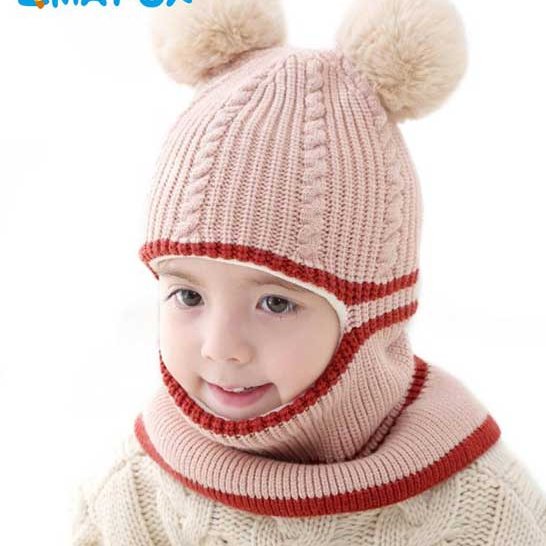 شال و کلاه سرهمی دخترانه بافتنی دومیل از صفر تا سه سال کاموا ترک (دست بافت)