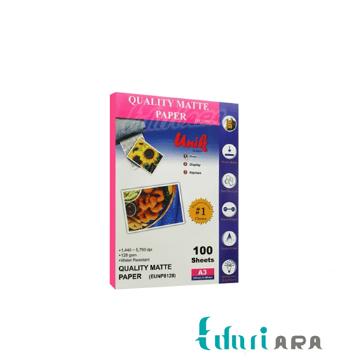 کاغذ مات یونیک سایز A3 وزن 128 گرم 100 برگ