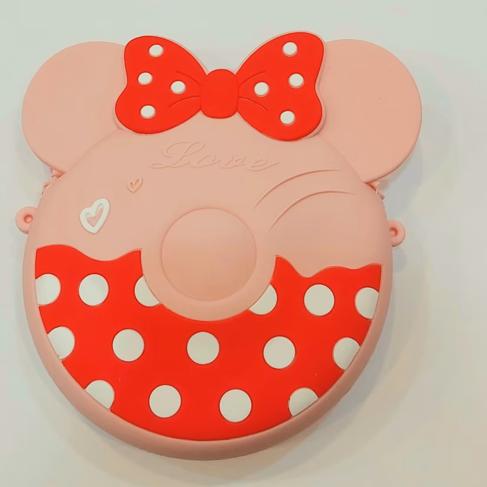 کیف سیلیکونی میکی موس گرد پاپیون دار صورتی