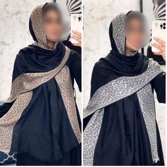 شال ژاکارد حاشیه پلنگی دورو