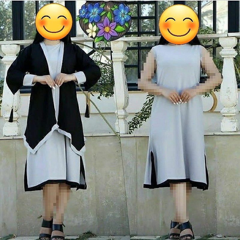 مانتو زنانه جدید دو تیکه جنس کرپ اسکاچی سایز مدیوم