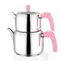 كتری و قوری استيل تک دسته رنگی ترک UN-7509