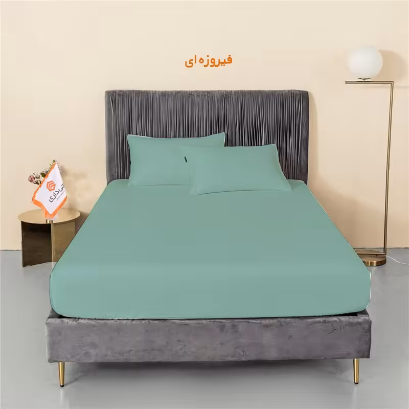 سرویس ملحفه چیداری مدل میکرو دو نفره سه تکه 160در200 رنگ فیروزه ای
