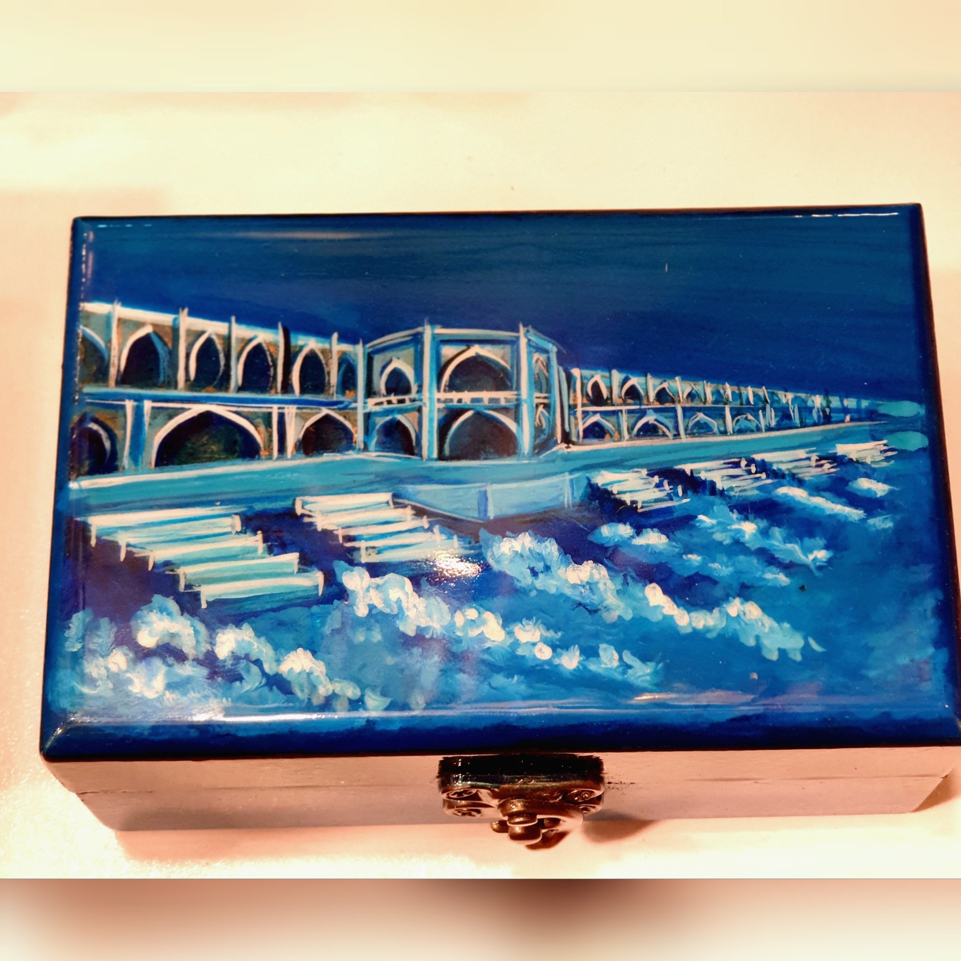 جعبه چوبی جواهر با نقاشی انحصاری استاد نیکبخت