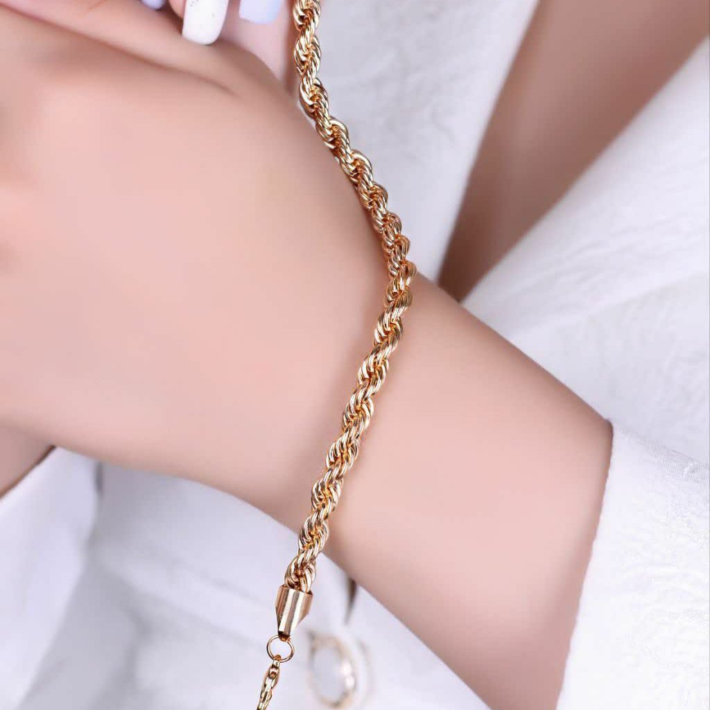 دستبند طنابی ابکاری طلا