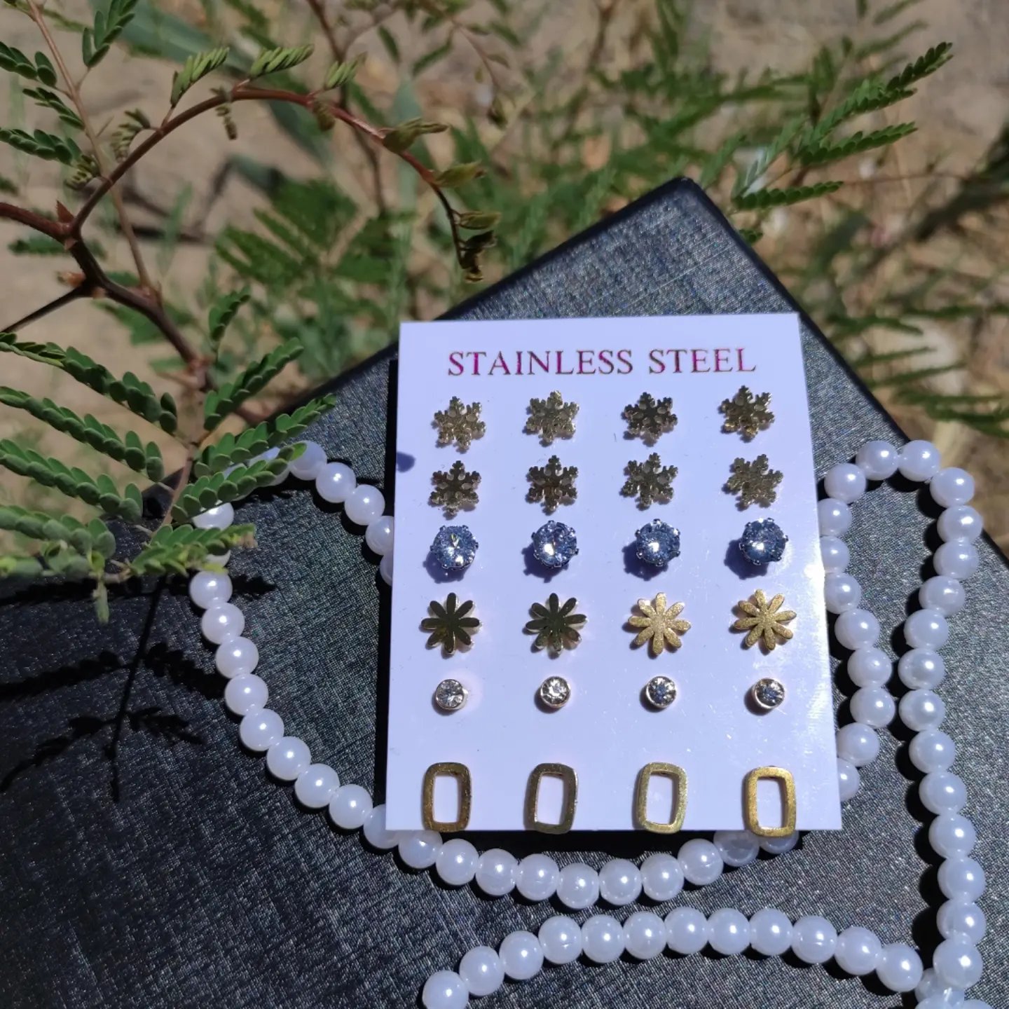 گوشواره ظریف میخی طلایی استیل رنگ ثابت