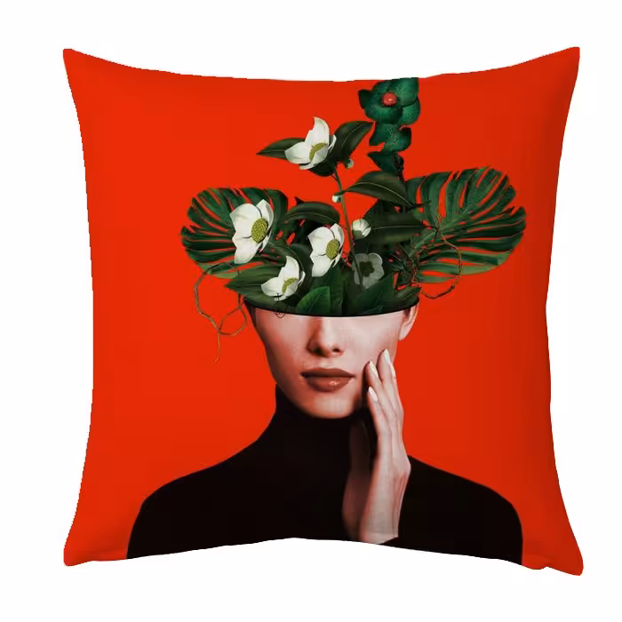 کاور کوسن کراس‌ماه طرح Red Lady سایز 30 در 30 سانتی کد c2017