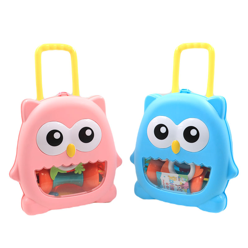 پک جغجغه 8 عددی نوزاد طرح چمدان جغد