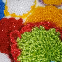 اسکاچ ظرف شویی بافتنی یک لایه سوزنی طرح دایره قرمز سبز 