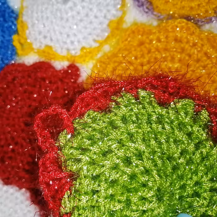 اسکاچ ظرف شویی بافتنی یک لایه سوزنی طرح دایره قرمز سبز 