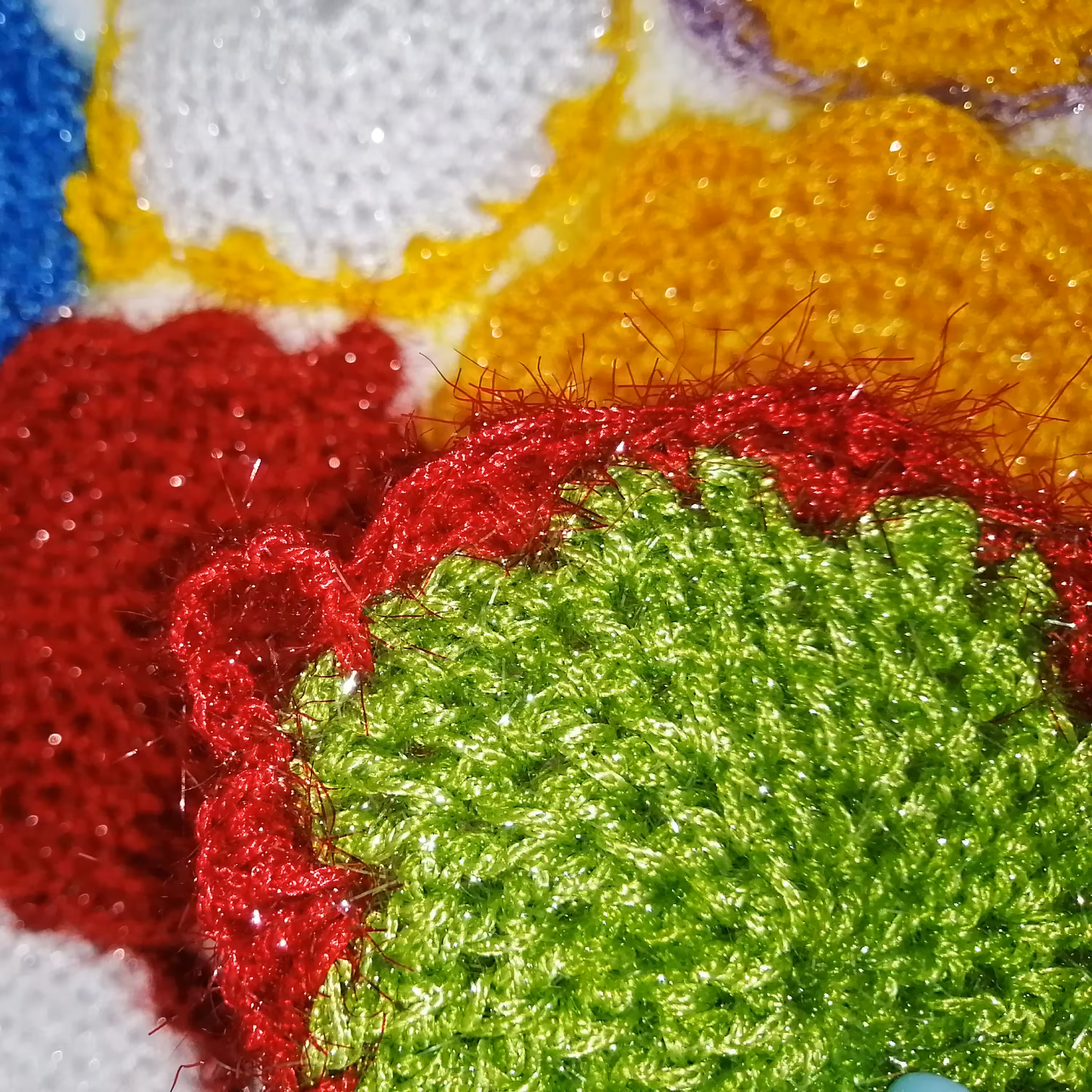 اسکاچ ظرف شویی بافتنی یک لایه سوزنی طرح دایره قرمز سبز 