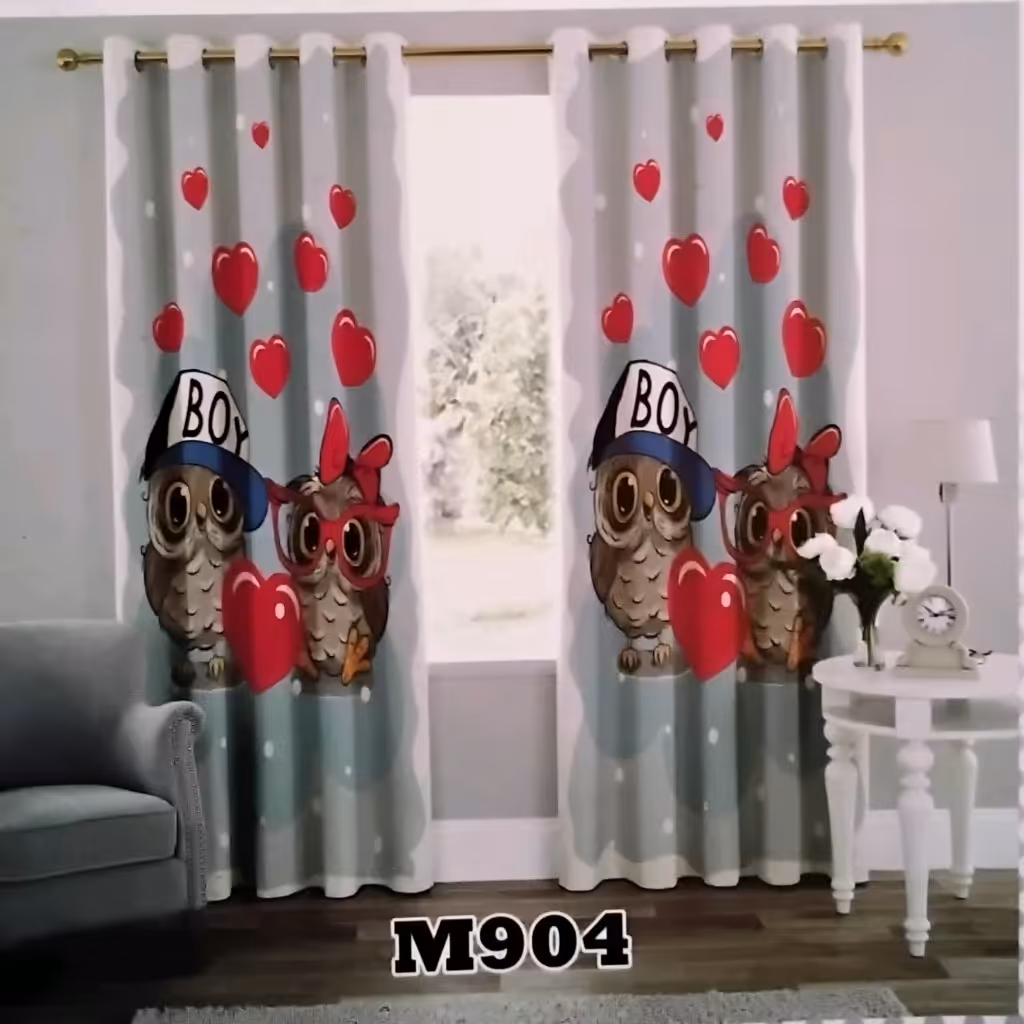 پرده چاپی پانچ اتاق کودک  دو قواره طرح کارتونی کد m904