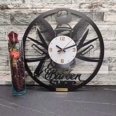 ساعت دیواری آذرلاکچری طرح آرایشگاه مردانه کد men07