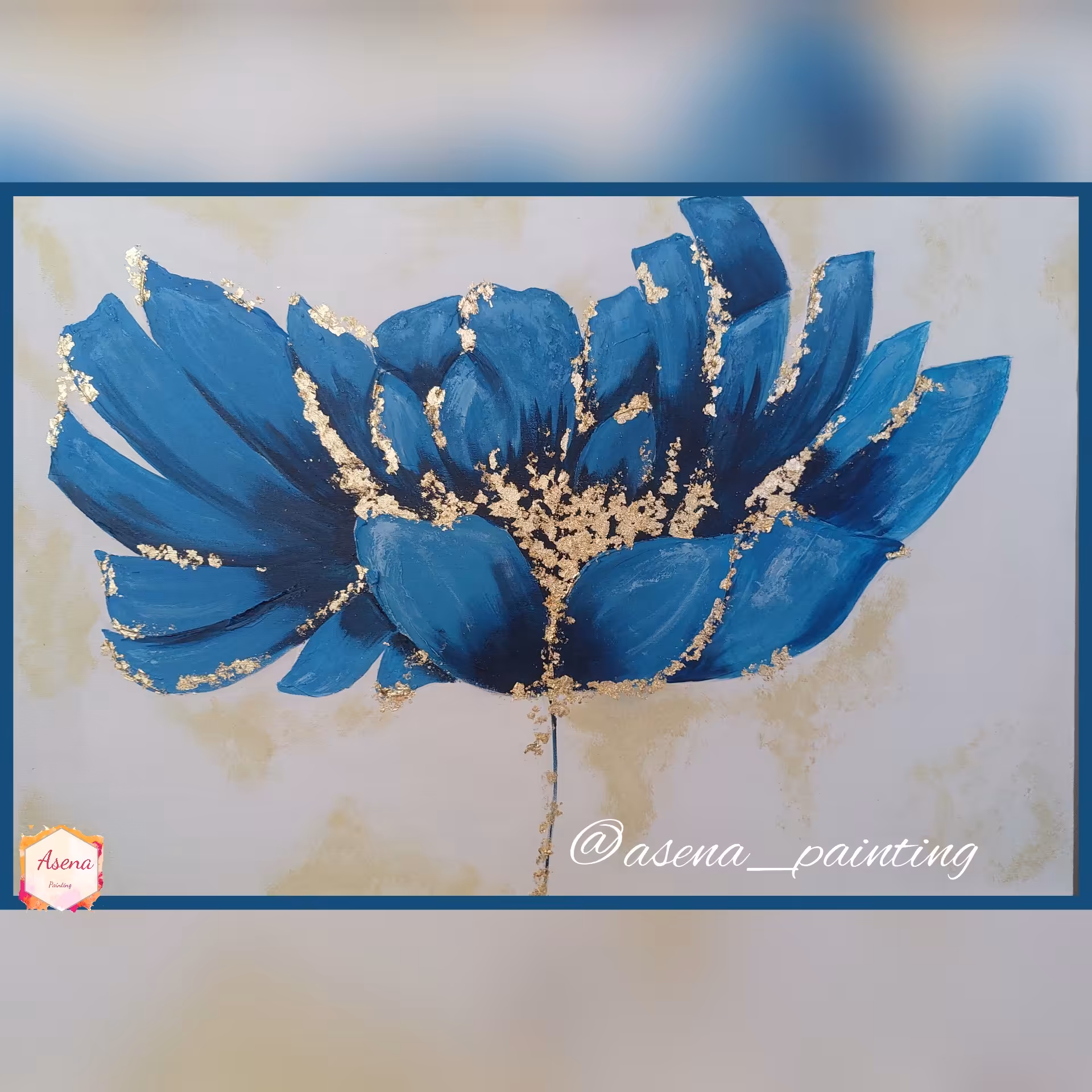 تابلو برجسته طرح گل  کار شده با ورق طلا و رنگ اکرولیک