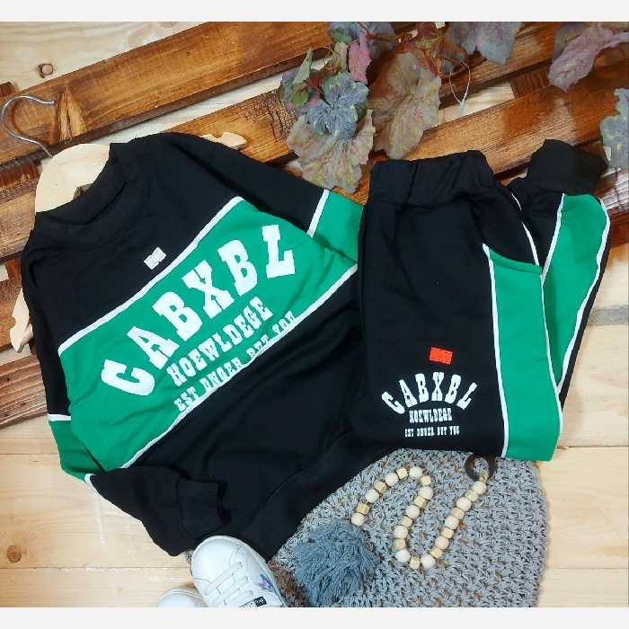 ست بلند بچه گانه اسپورت مشکی سبز cabxbl طرح mehr دورس اسپان عاااالی پشت فلامنت فقط سایز 55 موجود