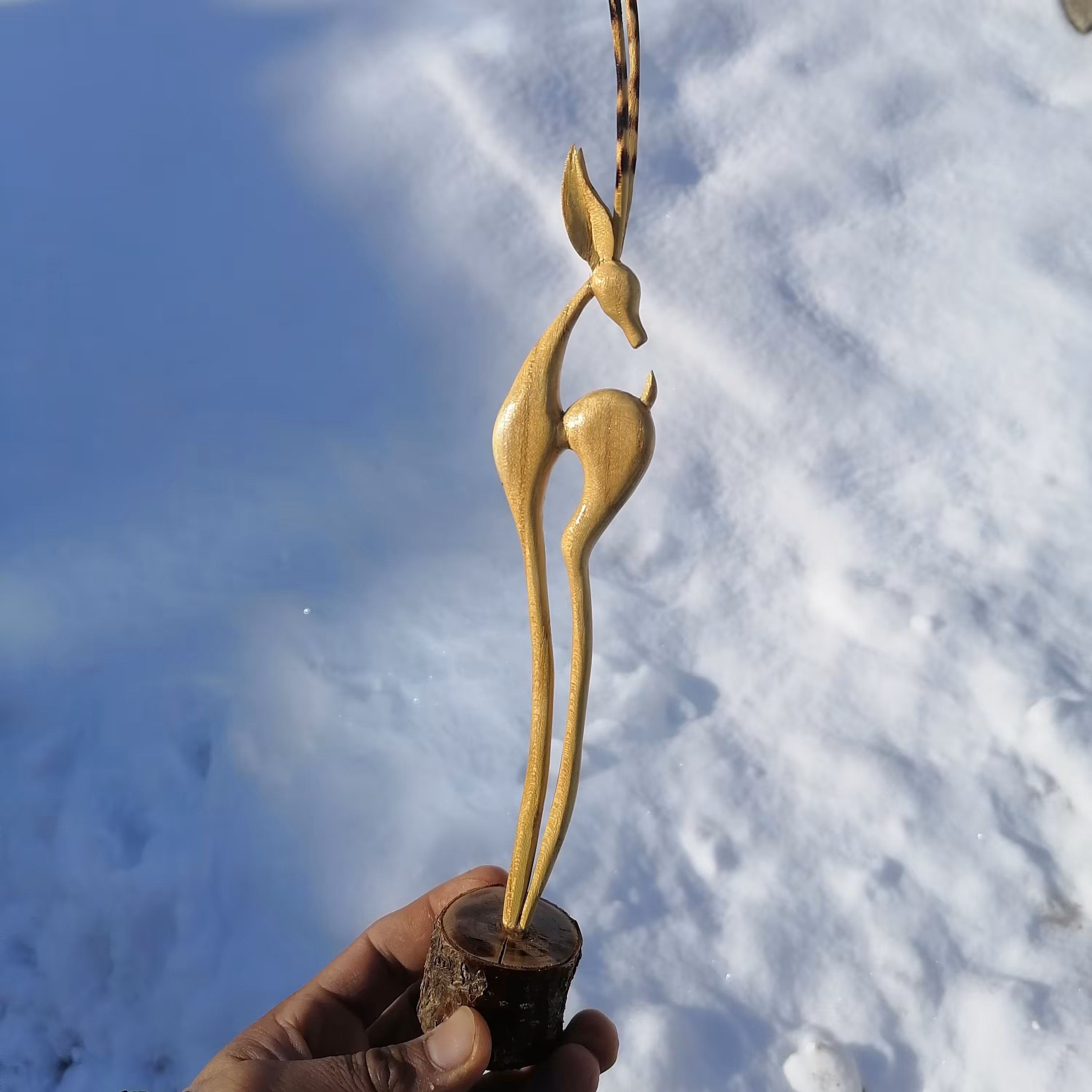 غزال چوبی دست ساز پس کرایه 