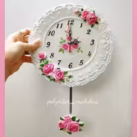 ساعت دیواری  فانتزی گلدار  ساعت دیواری عروس