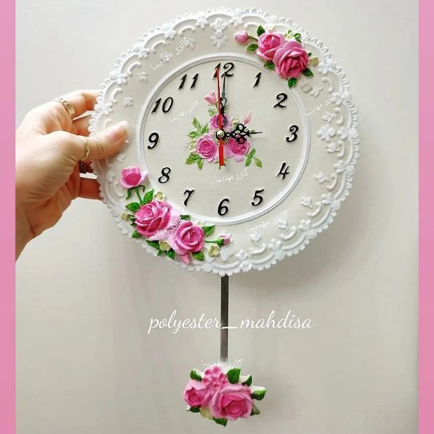 ساعت دیواری  فانتزی گلدار  ساعت دیواری عروس