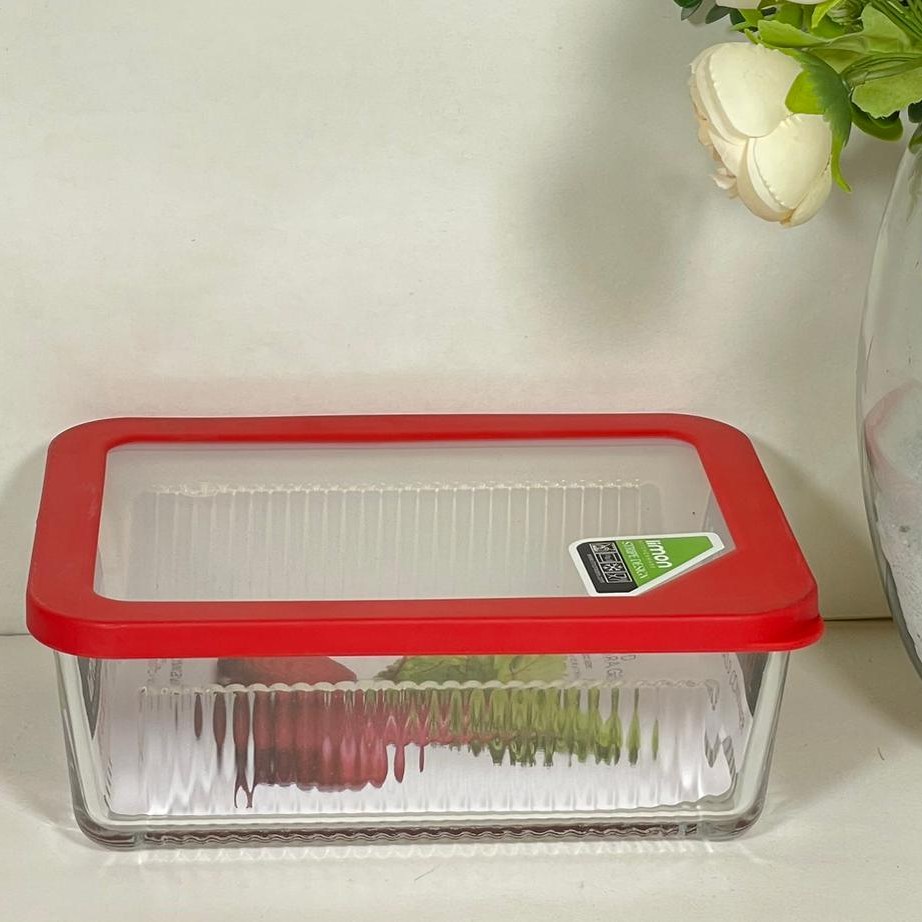 ظرف شیشه ای دربدار شیاردار 1،1لیتر تک رنگ لیمون