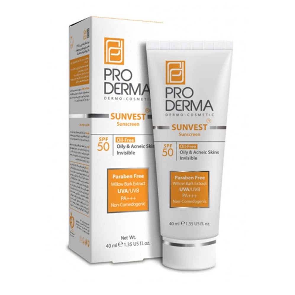 کرم ضدآفتاب فاقد چربی spf50 پرودرما بی رنگ