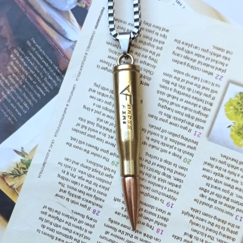 گردنبند فشنگ استیل با زنجیر  ونیزی 60 سانت