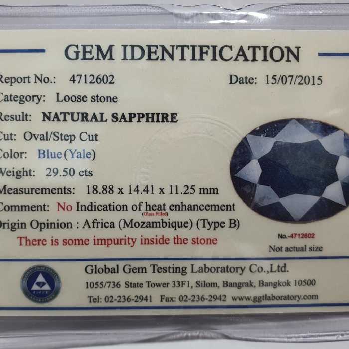 یاقوت کبود 30 قیراطی طبیعی آفریقایی شناسنامه دار درشت 