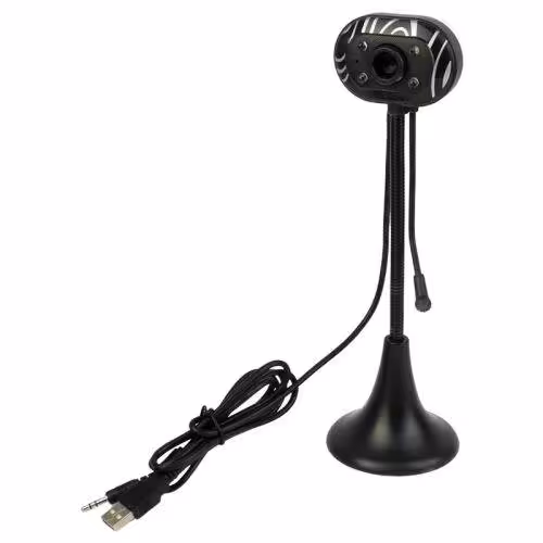 وبکم رومیزی پایه دار USB دارای چراغ و میکروفنWebcam HD camera