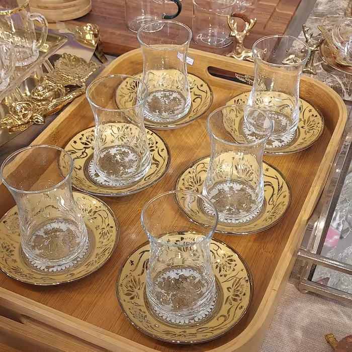 استکان کمرباریک ترک و نعلبکی