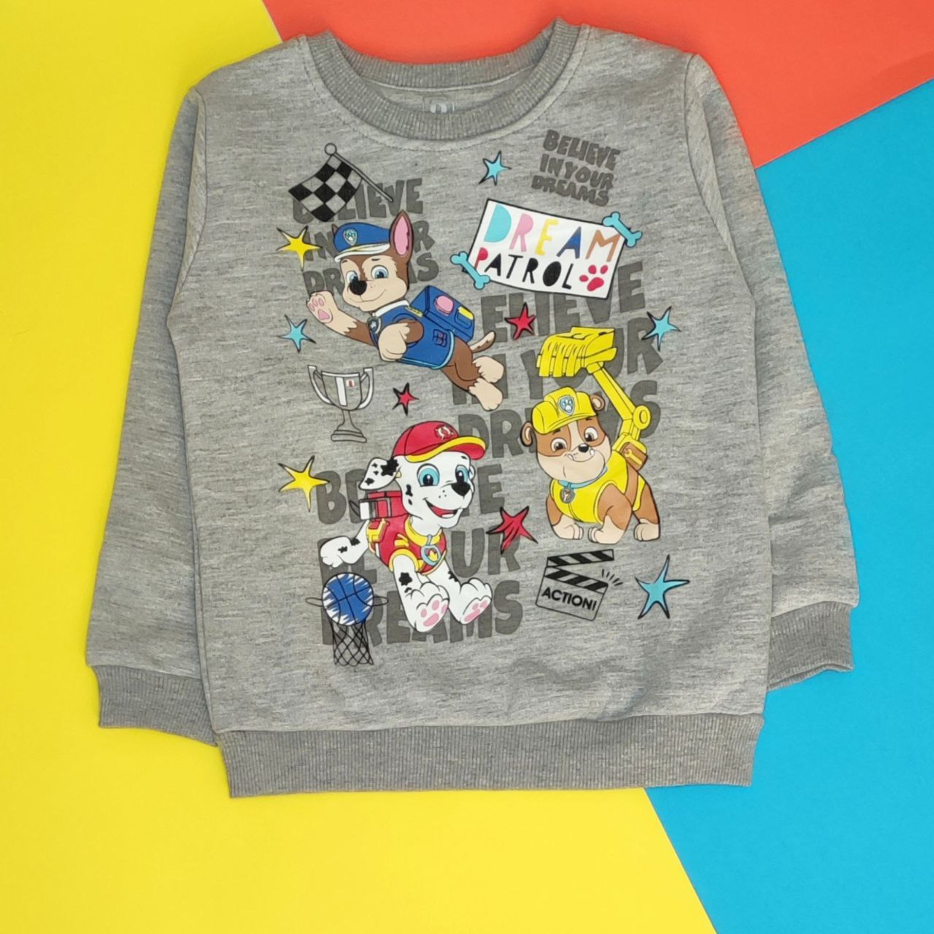 بلوز تک سگهای نگهبان خاکستری رنگ - جنس دورس 3نخ پنبه کرکی ( سایز 5 تا 8 سال )