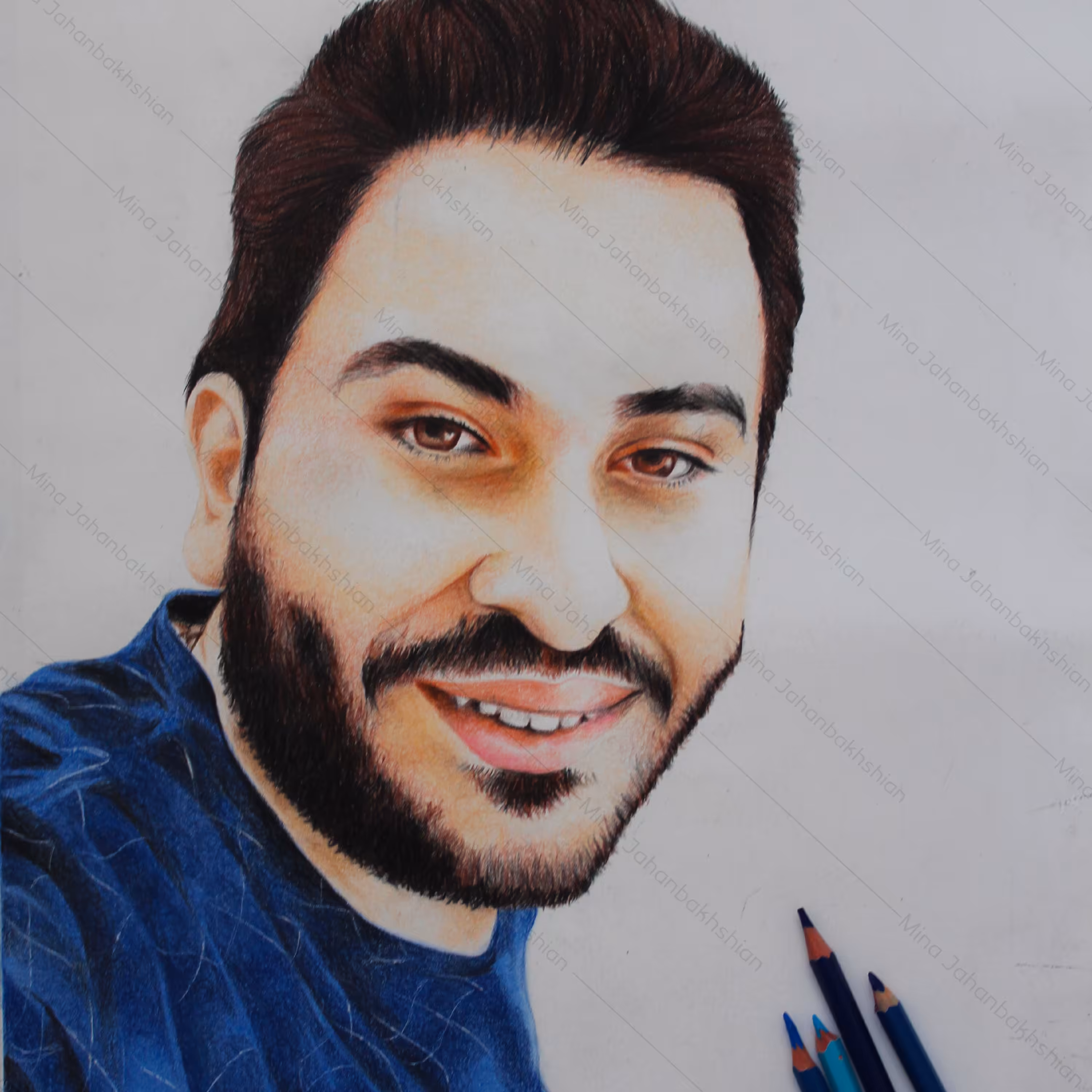 طراحی چهره با تکنیک مدادرنگی اجرا شده با بهترین متریال ها 