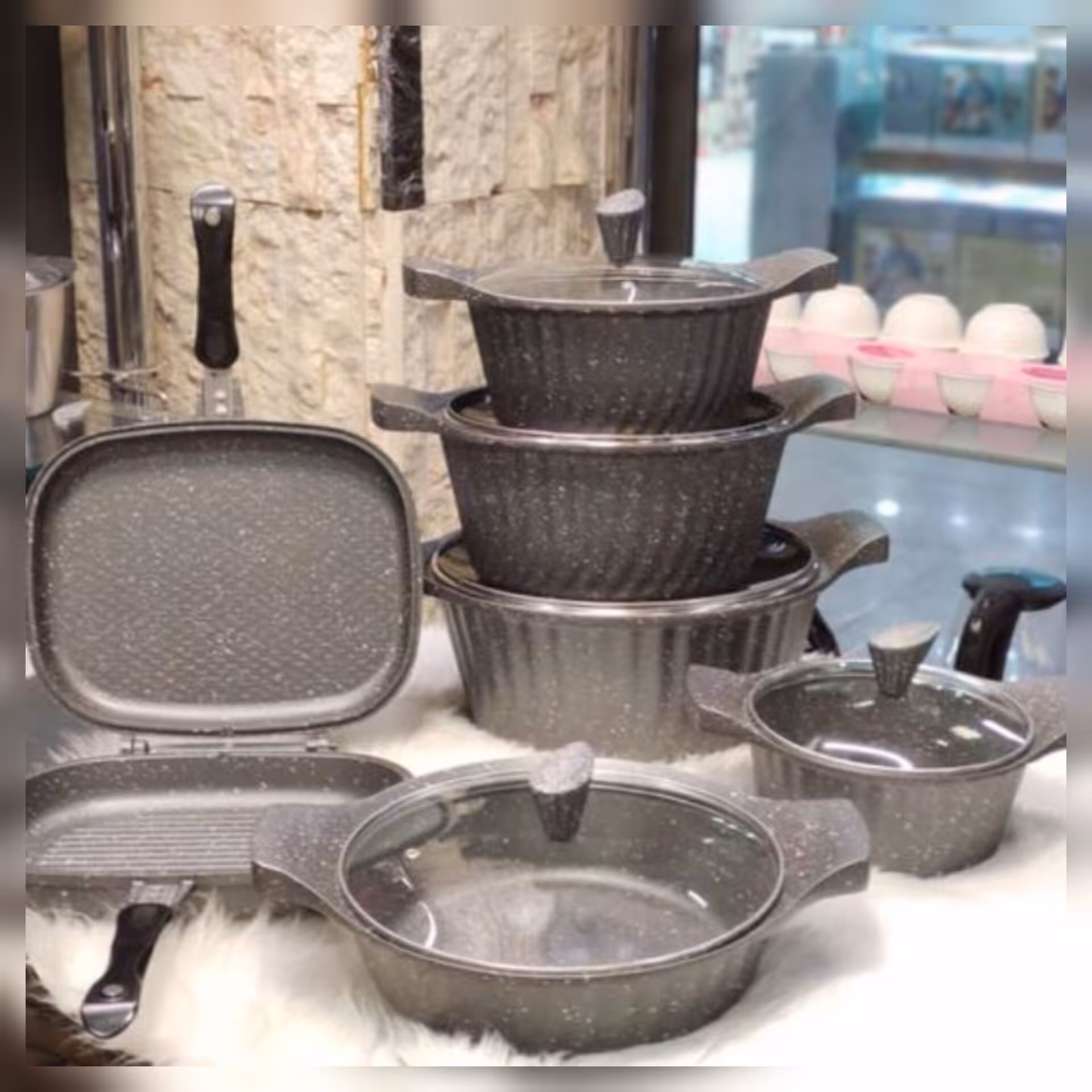 سرویس قابلمه چدن گرانیتی 12 پارچه رادیس مدل رزعالی 