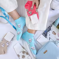 جوراب پودل عروسکی تمام پنبه کیفیت تضمینی رنگ کرمی و سرخابی