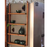 شلف دیواری روستیک دکور مدل کنار یخچالی  (پس کرایه)