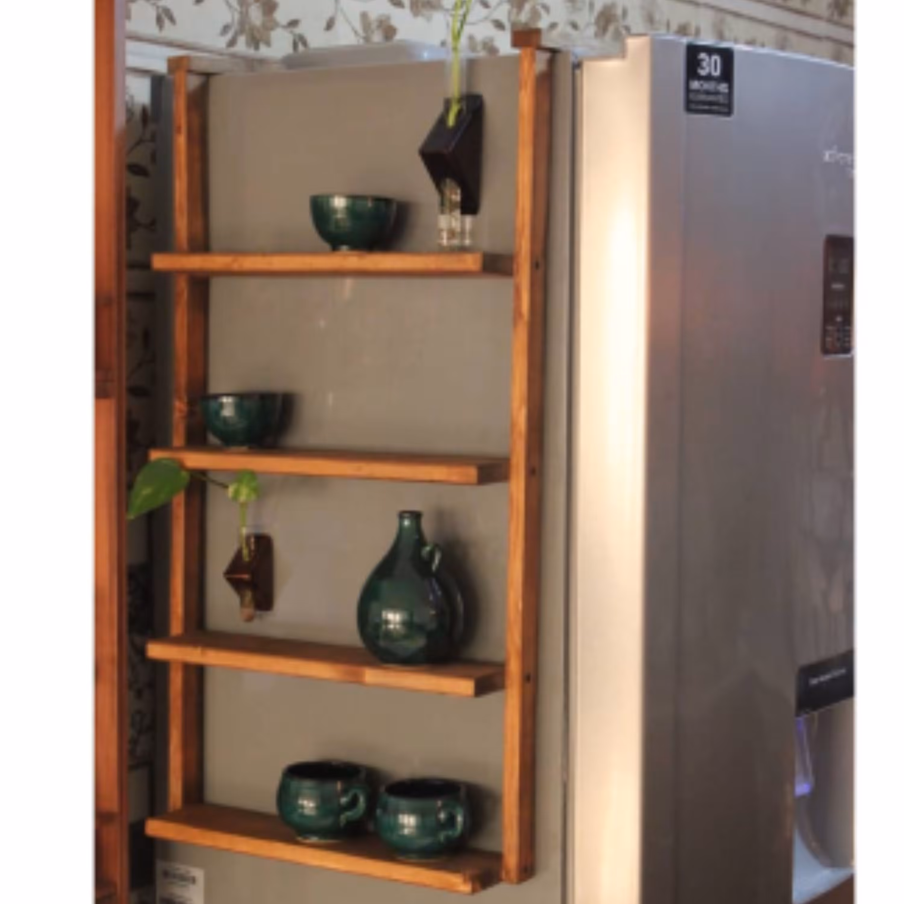 شلف دیواری روستیک دکور مدل کنار یخچالی  (پس کرایه)
