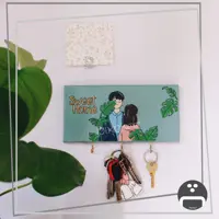 استند جاکلیدی و زیورآلات طرح زوج پیکسل ساز/جنس چوبی و نقاشی شده،سایز20×10