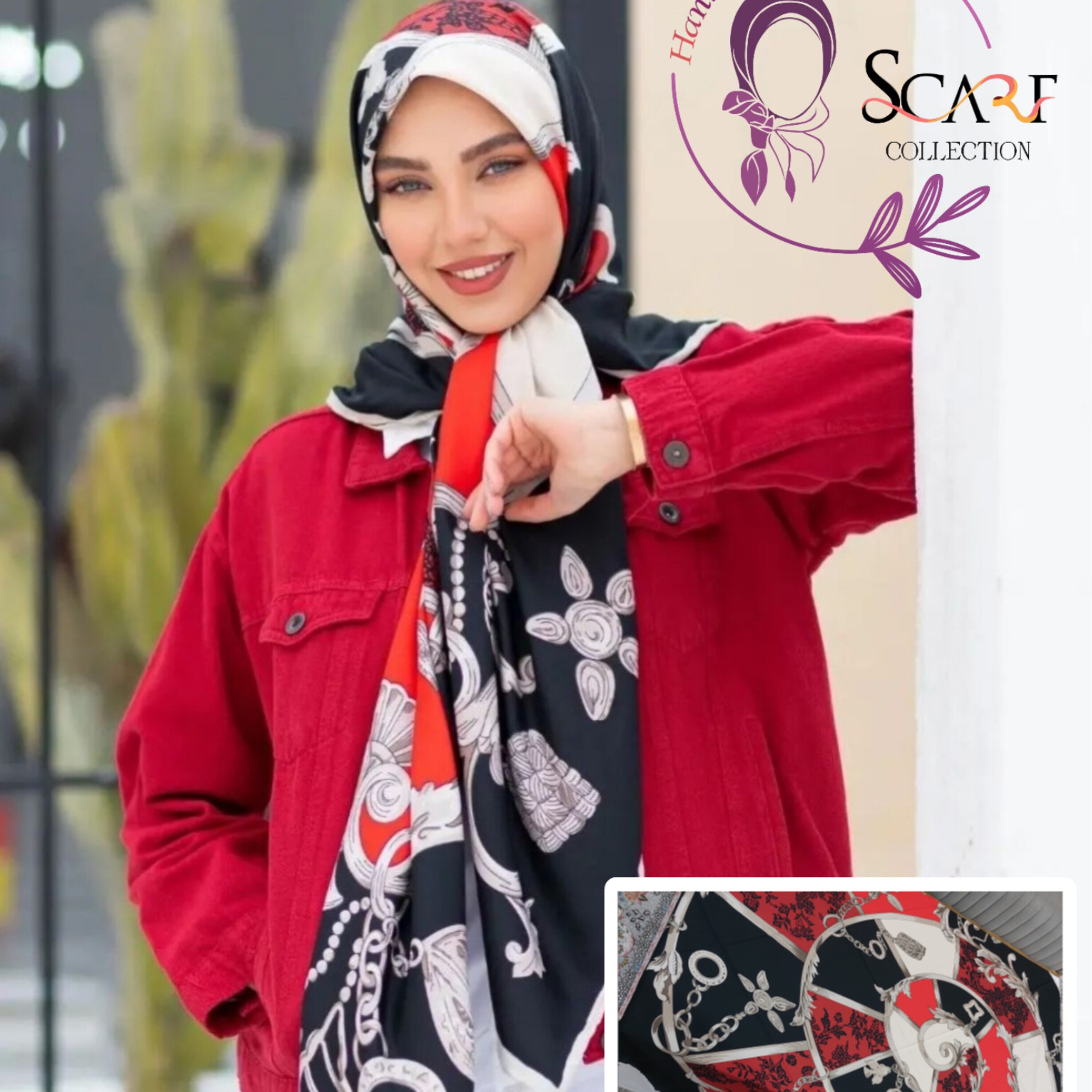 روسری ابریشم توییل دوردست دوز وارداتی