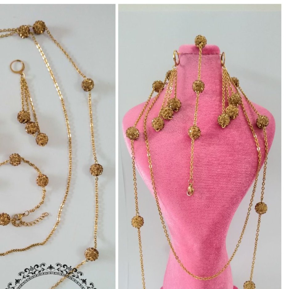 گوشواره و دستبند و رولباسی ست کامل