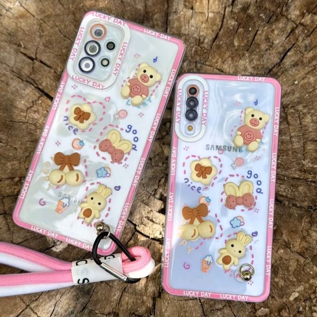 قاب گوشی عروسکی آویز دار  مدل خرس صورتی  ارسال رایگان 
