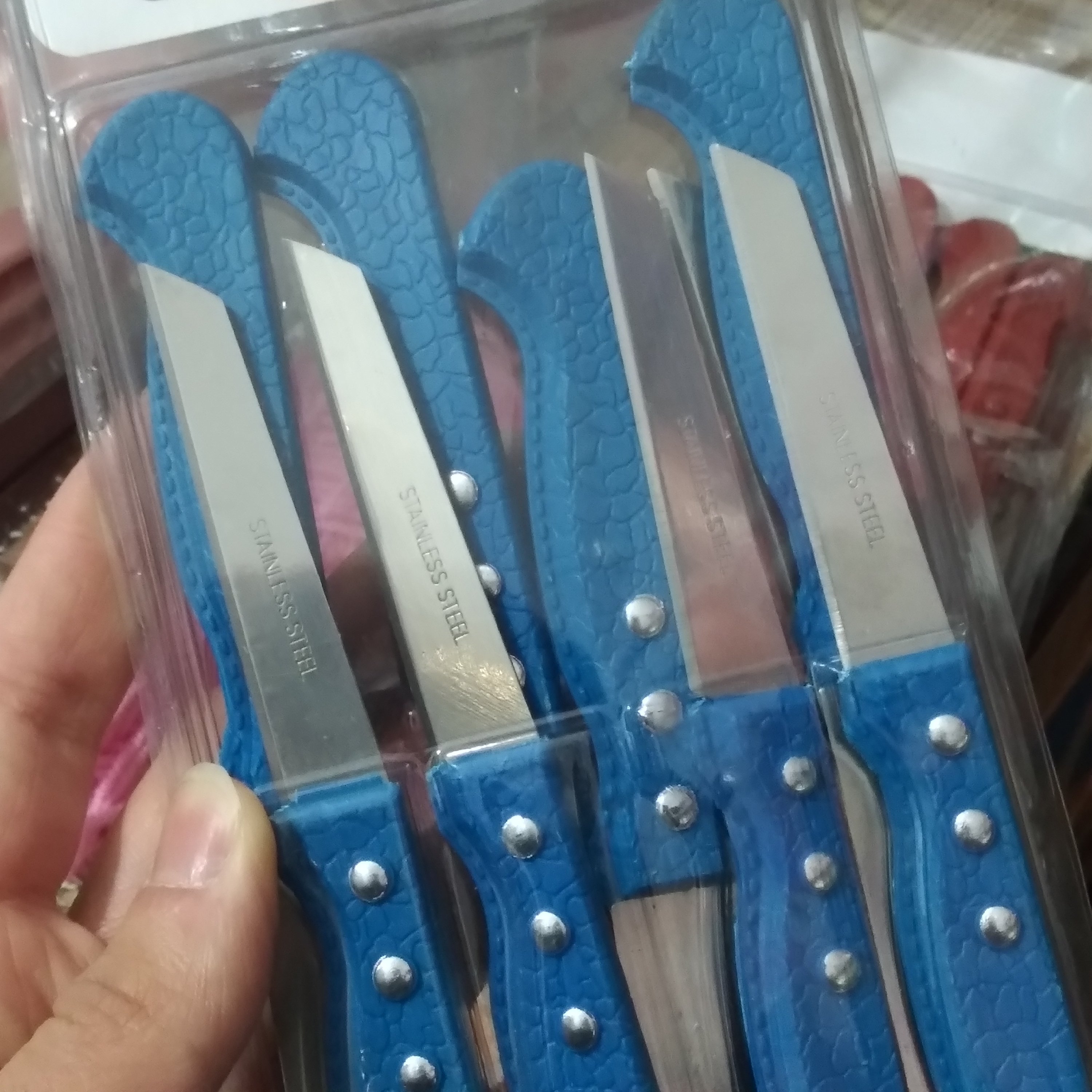 کارد میوه خوری 12 عددی آبی رنگ در بسته بندی