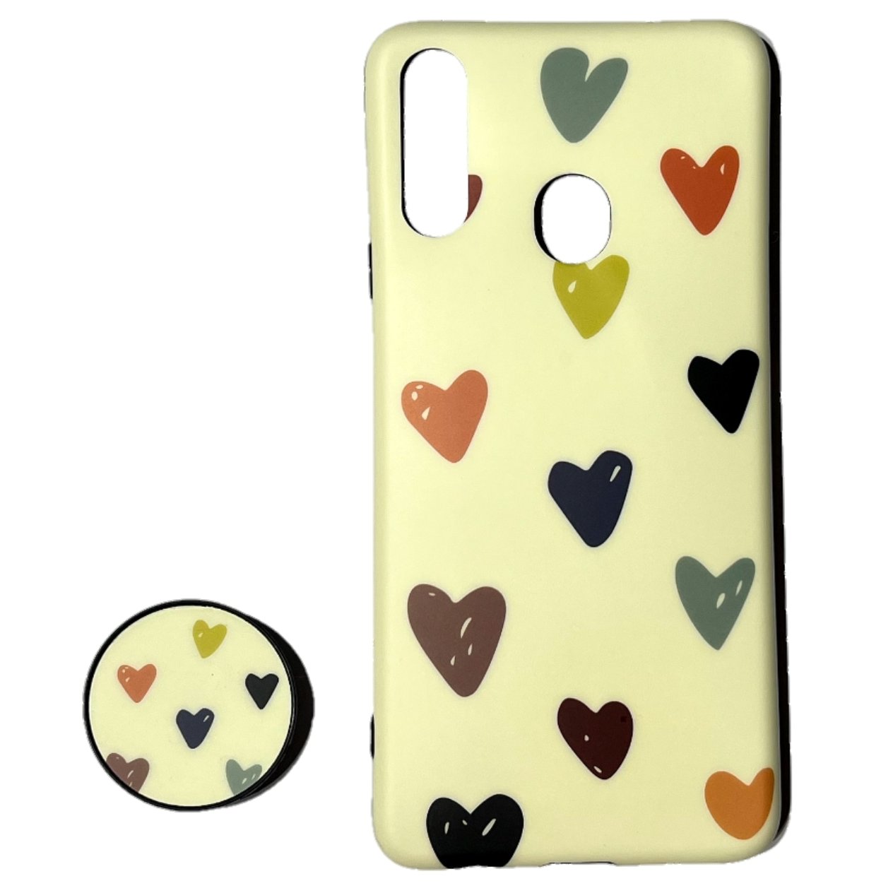 قاب گوشی سامسونگ A20 A30 طرح قلب آبنباتی همراه پاپسوکت ست جنس ژله ای محکم