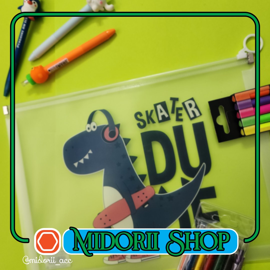 پوشه فانتزی زیپ دار سایز A4 - طرح دایناسور 1