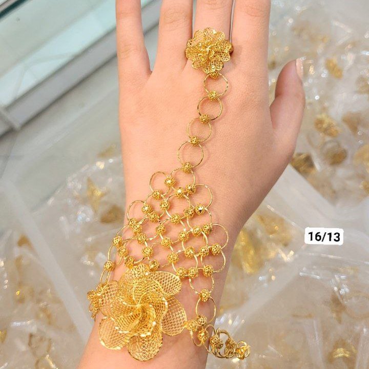 دستبند انگشتری نقره آبکاری طلا