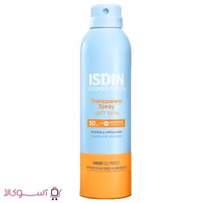 اسپری ضد آفتاب ایزدین transparent spray wet skin spf 50 حجم 250 میل