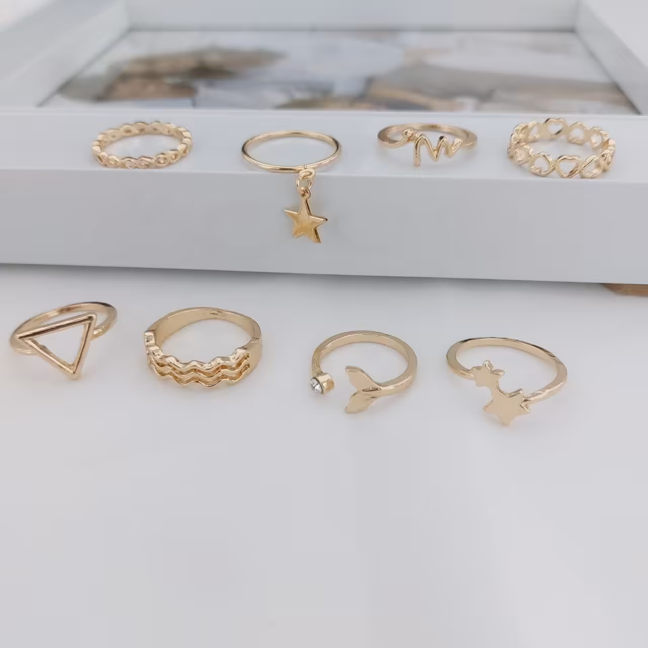 پک انگشتر مینیمال کد11392.ضد حساسیت.آبکاری طلا.رنگ ثابت