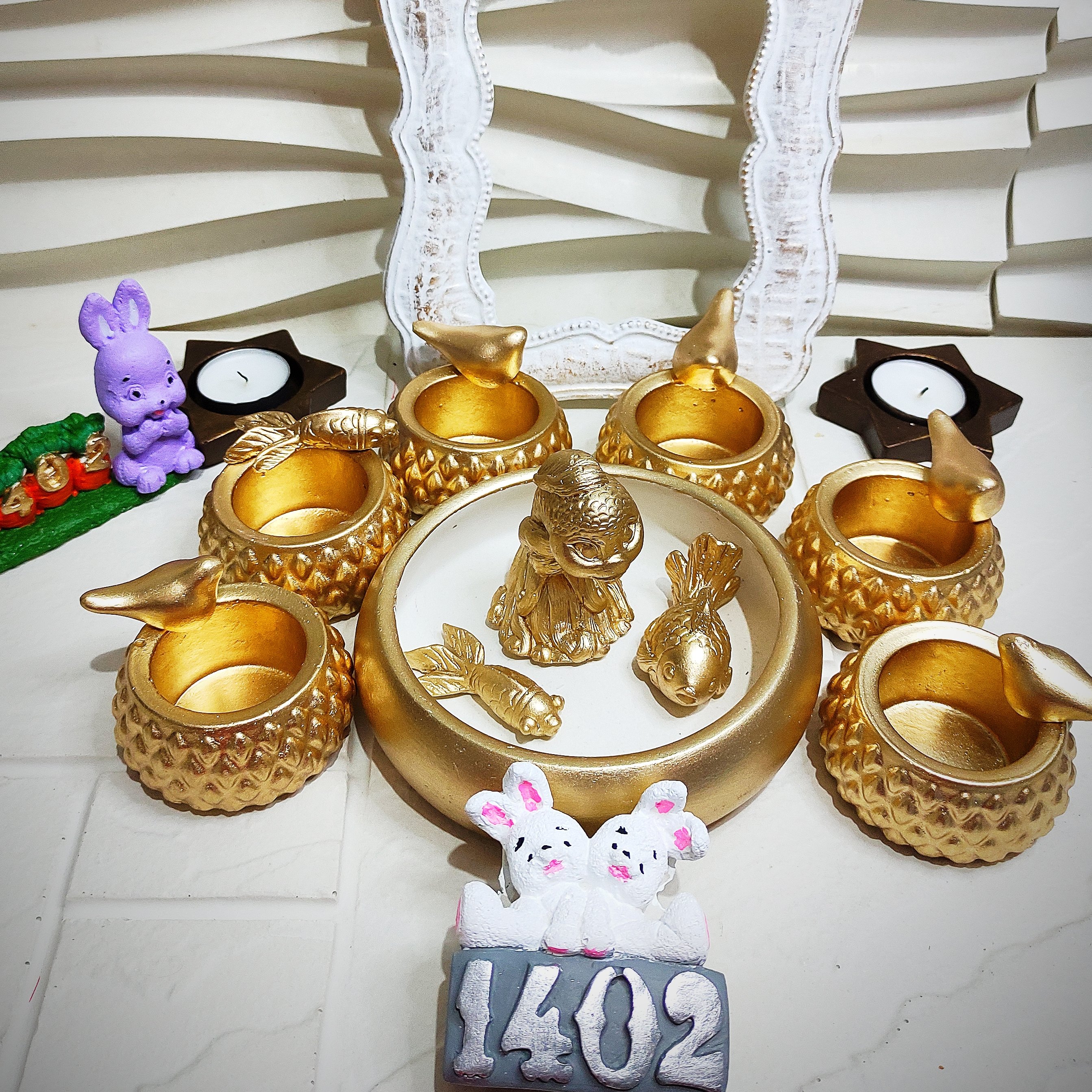 هفت سین گندمی رنگ های طلایی ووپتینه               