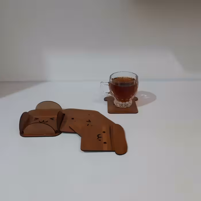 زیرلیوانی طرح نان تست بسته 6 عددی با پایه و در رنگ بندی متنوع