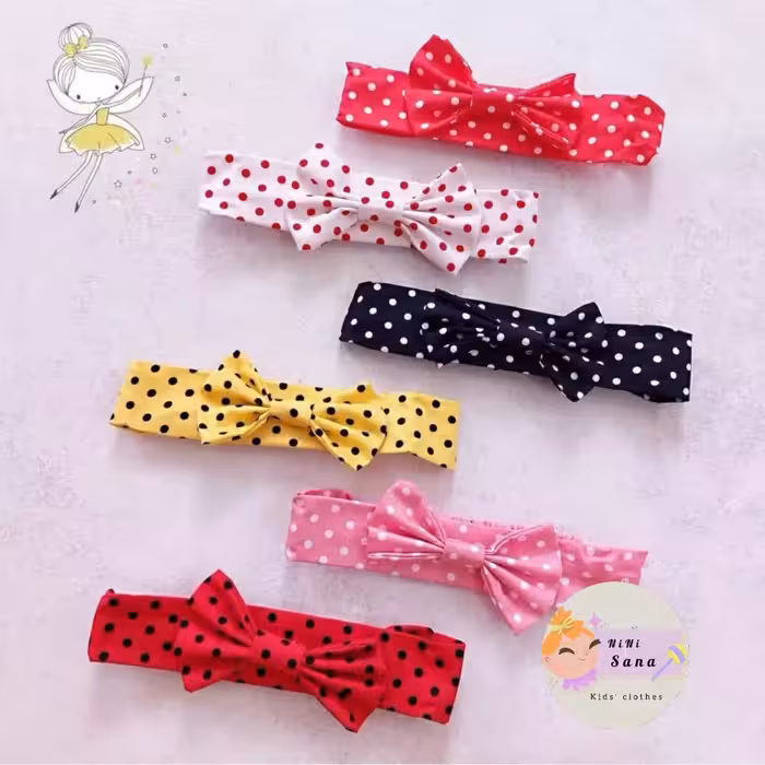 هدبند خال خالی پاپیونی