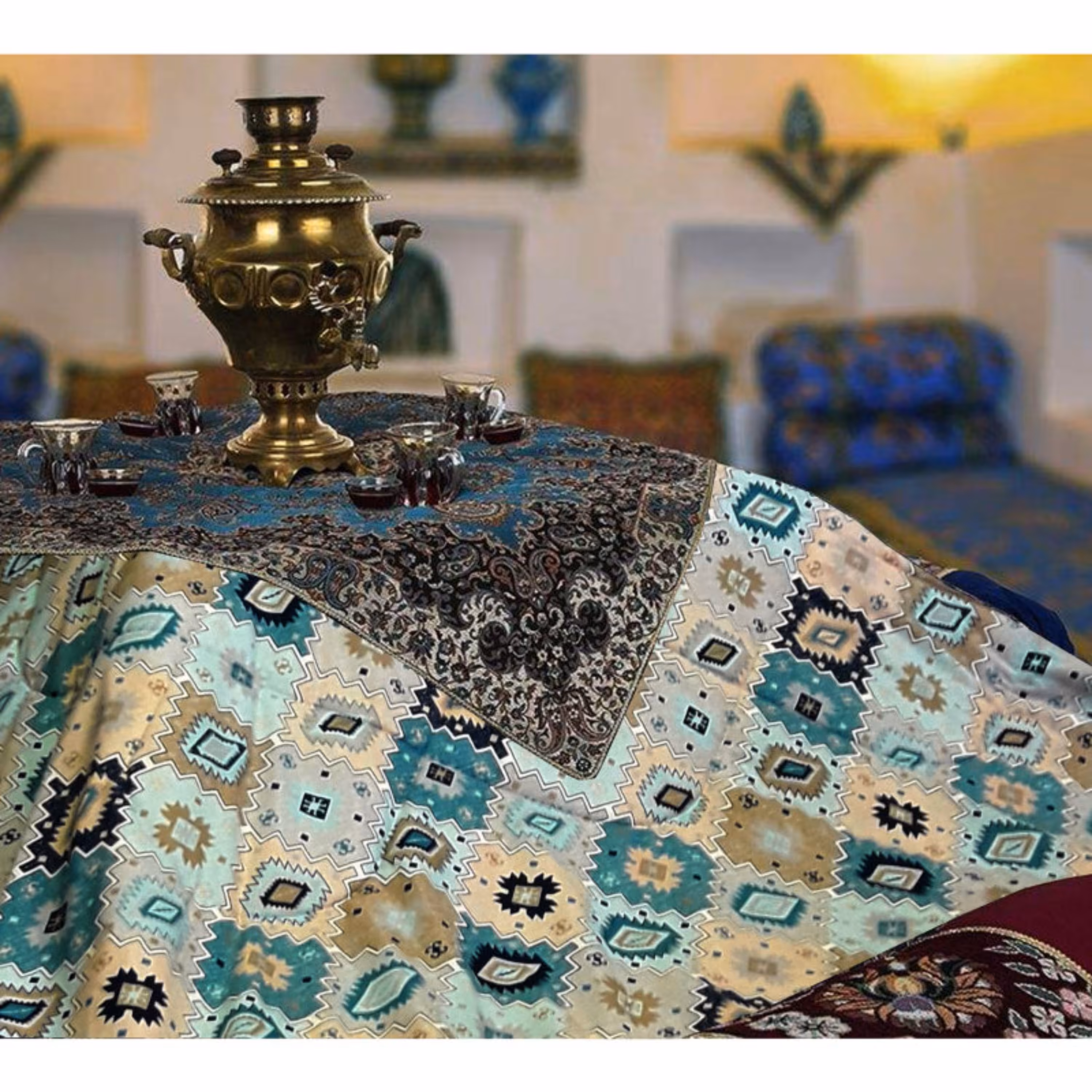 لحاف کرسی مدل سنتی  سایز 350x350 سانتی متر