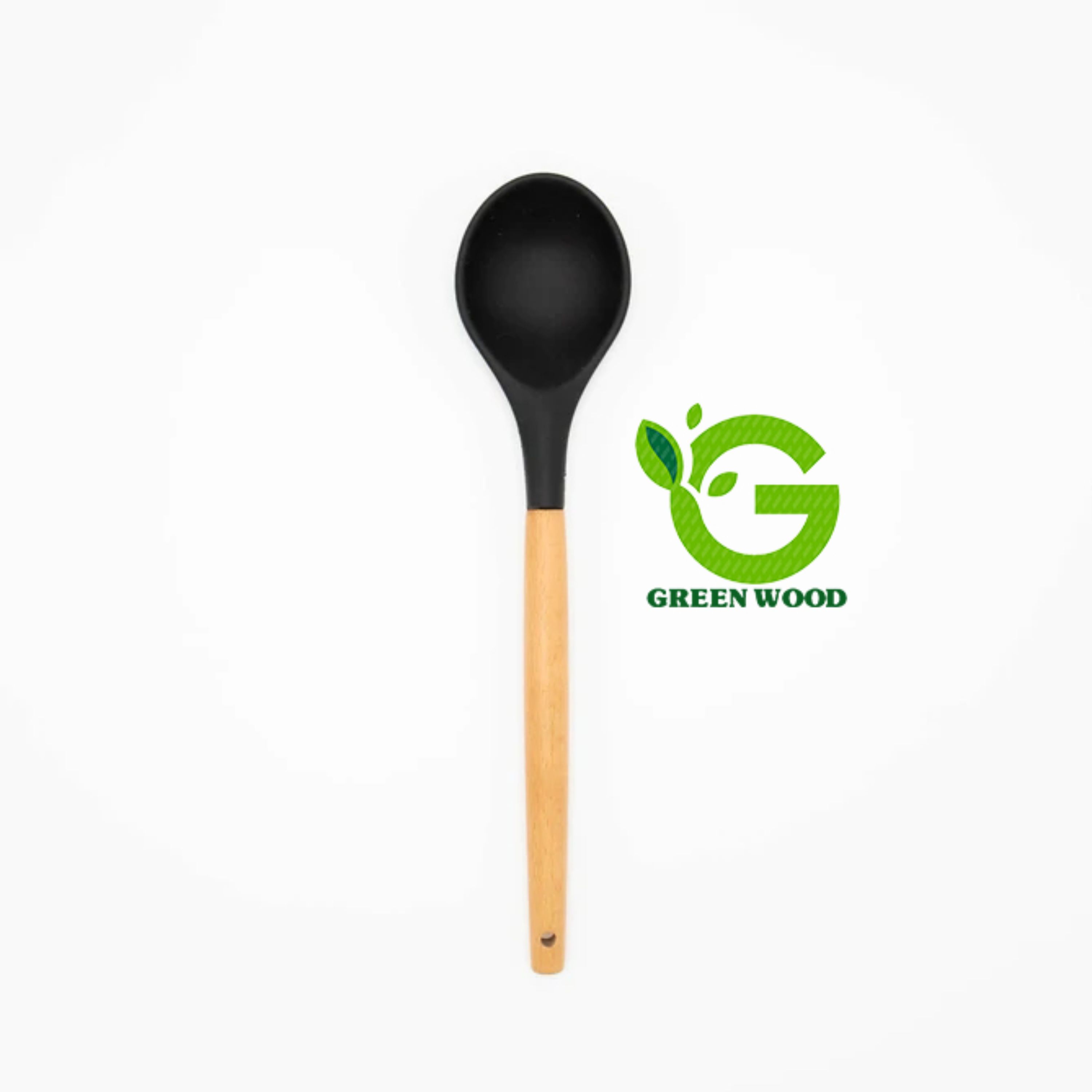 قاشق آشپزی سیلیکونی دسته چوبی بامبو برند شنگیا Black کد Gw40303005