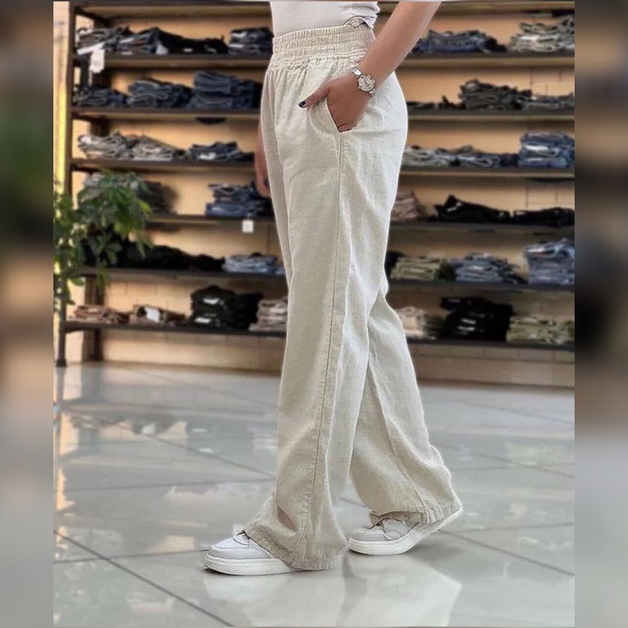شلوار بگ لینن